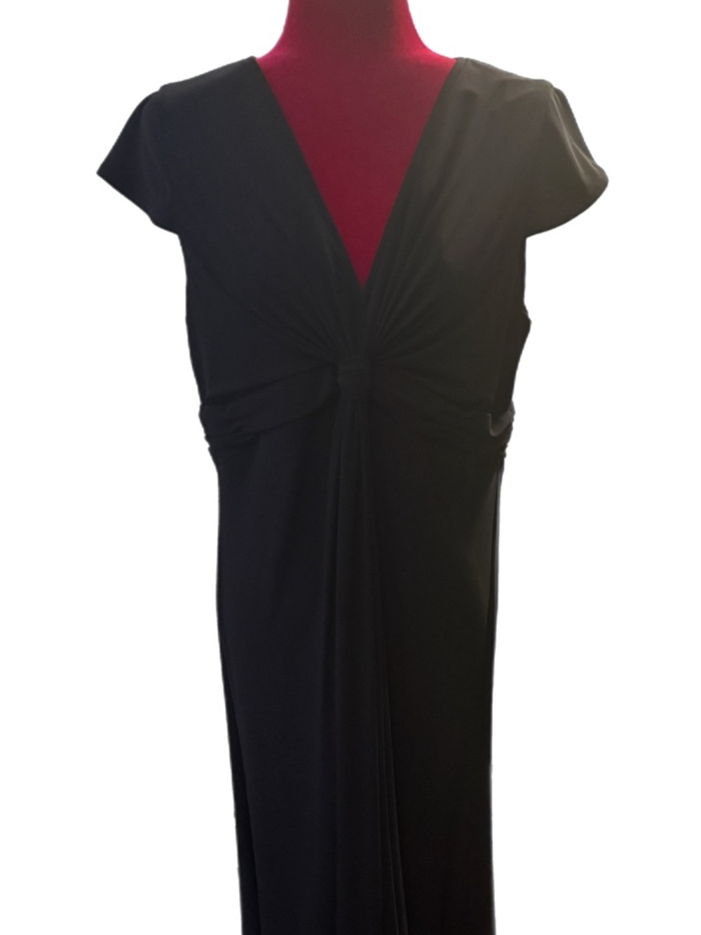 Jones Studio Black Twist-Knot V-Neck Midi Dress